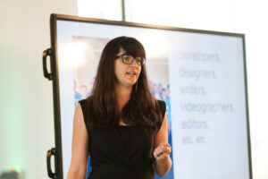 Melissa Bell beim VOCER Innovation Day 2015 in Hamburg.