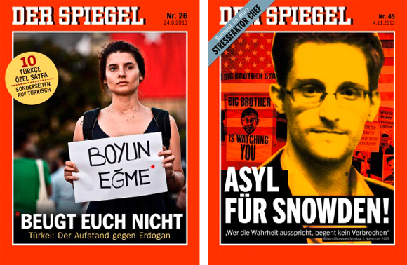 Mut zur Meinung: Die Cover der "Spiegel"-Ausgaben 26/2013 und 45/2013.